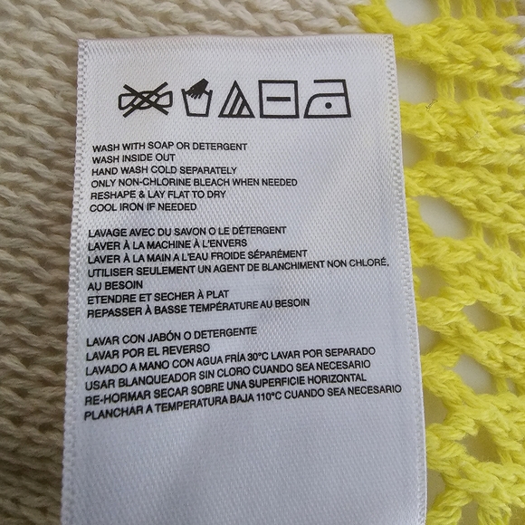 Y2K Roxy Pullover Sweater Size M Yellow Ivory Stripes Open Knit Scoop Neck Vtg - Picture 10 of 11